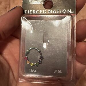 Pierced Nation Heart Tragus Ring 16g with Rainbow Colors